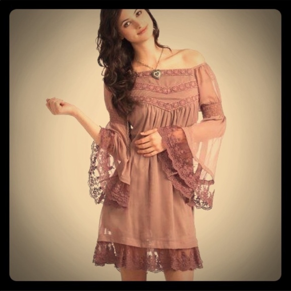 Rare Rancho Estancia mauve boho chic dress, XL